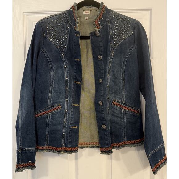 Reba VTG 90’s Denim Jacket Small Blue Embroidered Cowgirl Western Studs Fringe - Picture 1 of 16